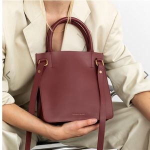Burgundy Red Real Leather Top Handle Bag